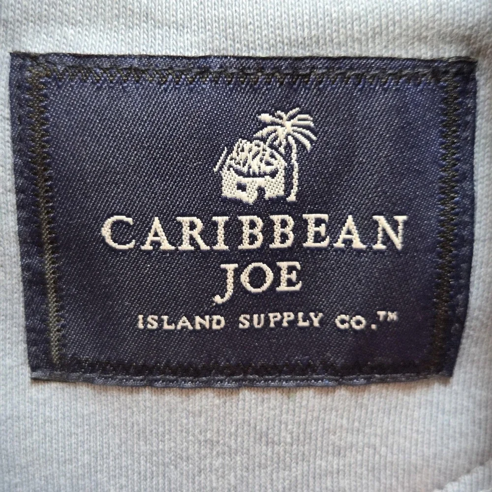 Caribbean Joe Track Jacket Mens Large Blue Full Zip Stand Collar Cotton Knit